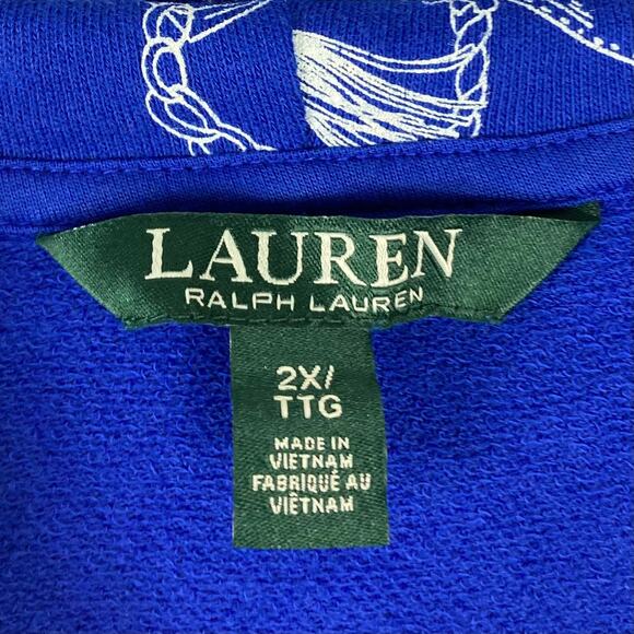 NWOT LAUREN RALPH LAUREN Hoodie Sweatshirt 2X Royal-Blue Equestrian-Horse LongSl - Picture 3 of 10